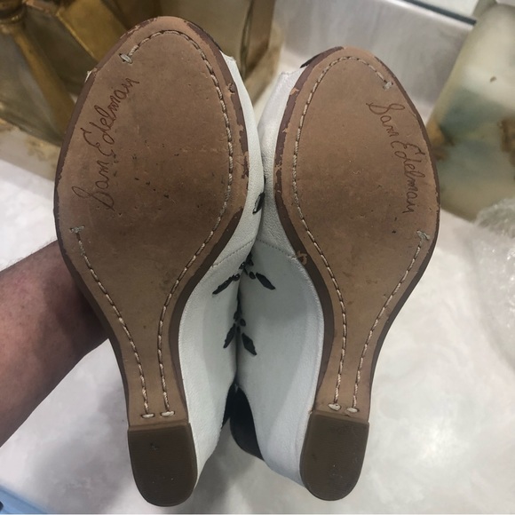Sam Edelman while wedge sandal / booties with multiple buckles, leather, Sz 7.5 - Picture 11 of 15